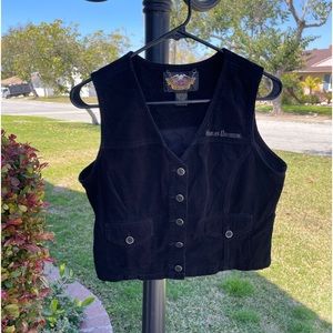 Vintage Women’s Harley Davidson Corduroy Vest Medium Motorcycle